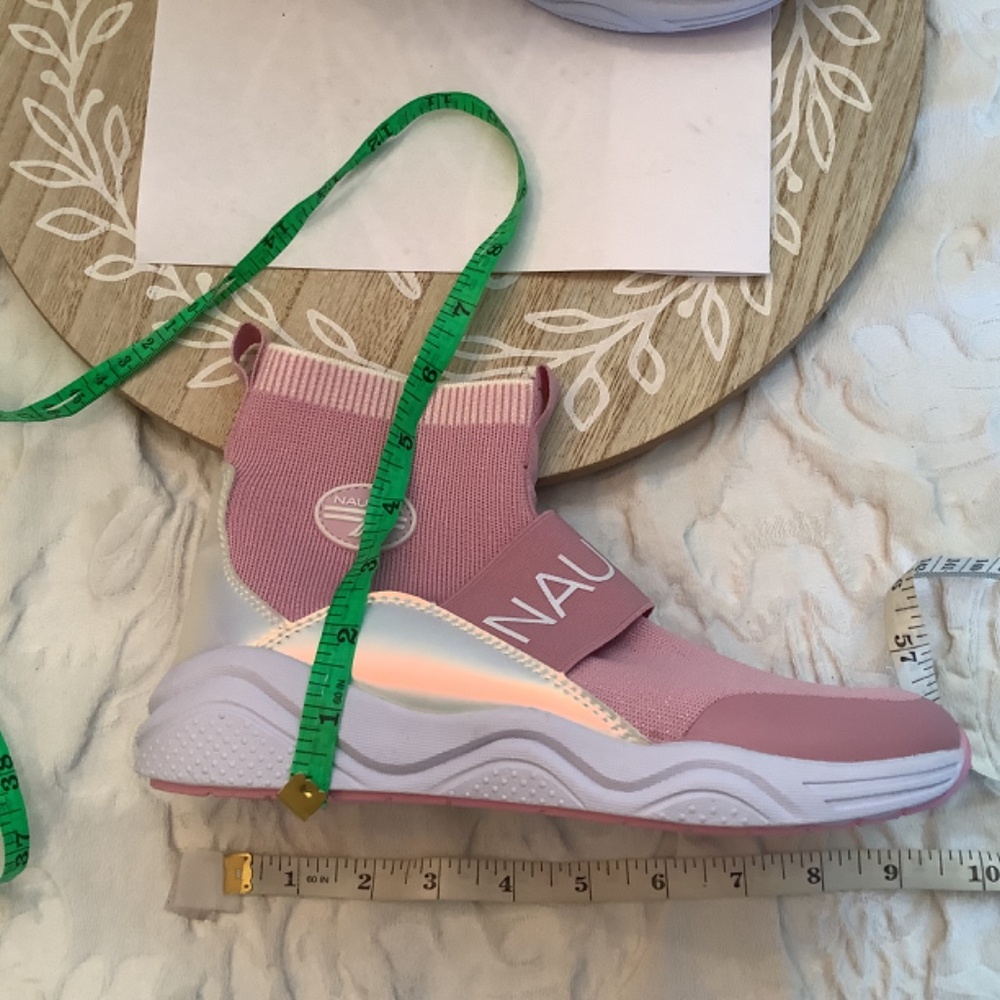 EUC Nautica youth Silas high top ankle sneaker sock slip pink sz. 4 girls - Picture 9 of 9